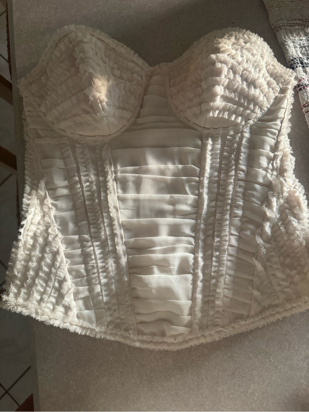 Vintage CR Premier Strapless Ruffle Bustier Corset in Ivory